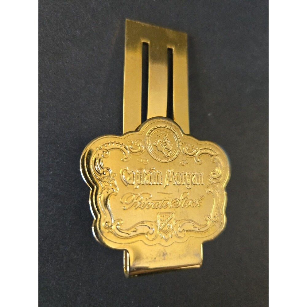 Rare Captain Morgan Private Stock Rum Gold Tone Metal Money Clip HTF Promo VGUC